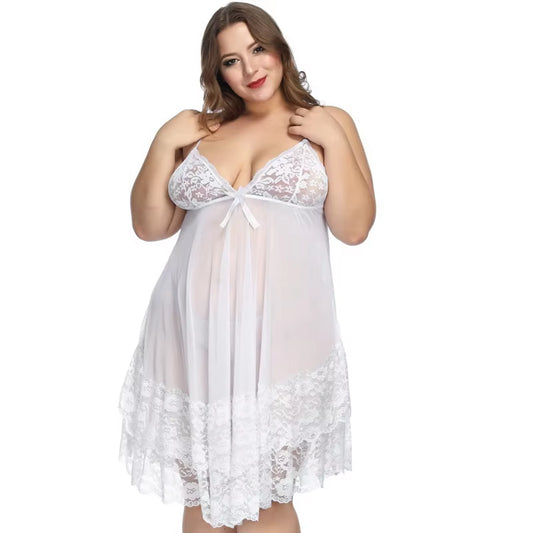 M~6XL Sexy Dress Lace Sleep Wear Night Gown Lingerie Ladies Spaghetti Strap Sleepwear Womens Clothing Erotic Sling