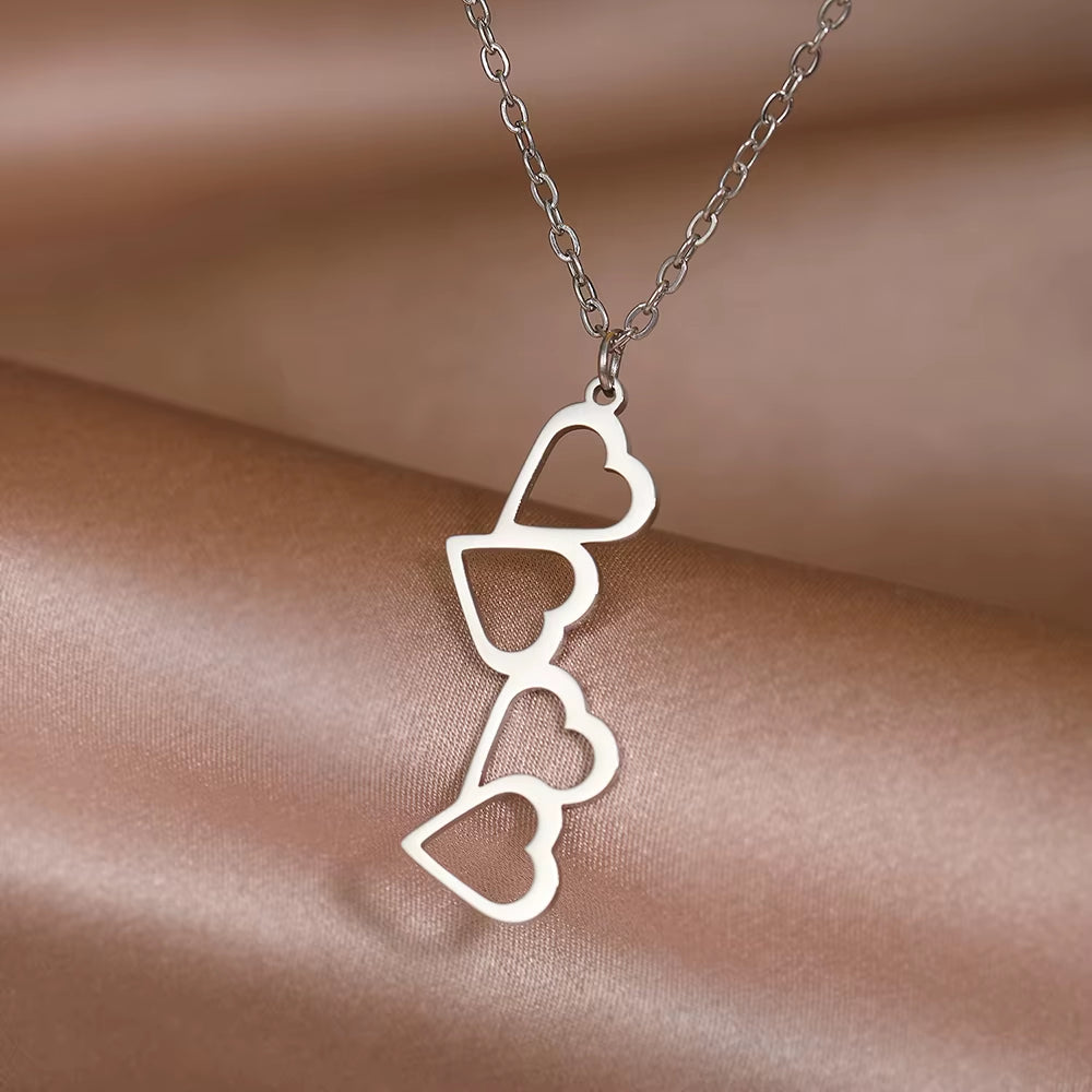 Stainless Steel Necklaces Sweet Cute Hearts Infinity Symbol Fashion Pendants Chains Choker Necklace for Women Jewelry Trend Fine