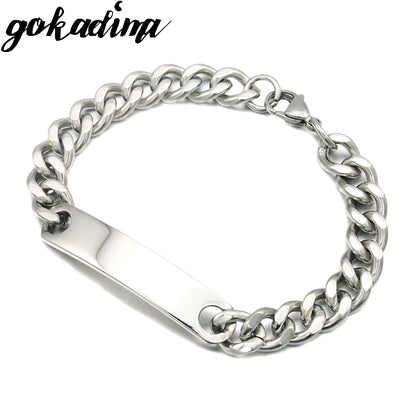 Stainless Steel ID Bracelet for Women Men 2016 Jewellery Fashion Chain Cuff,4 Colors, Wholesale Items,Wb001