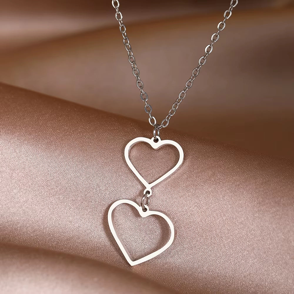 Stainless Steel Necklaces Sweet Cute Hearts Infinity Symbol Fashion Pendants Chains Choker Necklace for Women Jewelry Trend Fine