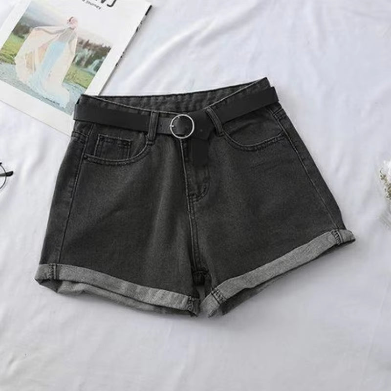 Shorts Women Chic All-Match Korean Casual Basic Simple Harajuku Teens Denim Short Trouser Loose Wide-Leg Womens Clothing