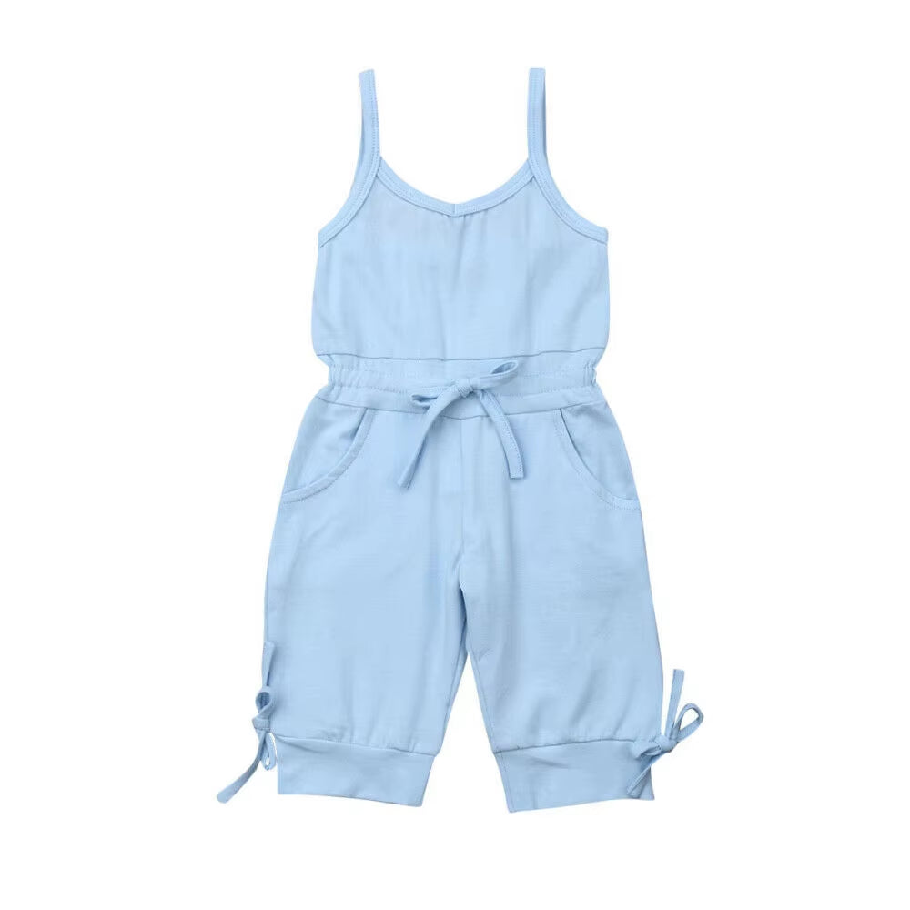 Children Summer Clothing 1-6Y Toddler Baby Girl Solid Romper Bib Pants Sleeveless Romper Overalls Outfits Cropped Jumpsuits