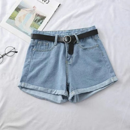 Shorts Women Chic All-Match Korean Casual Basic Simple Harajuku Teens Denim Short Trouser Loose Wide-Leg Womens Clothing