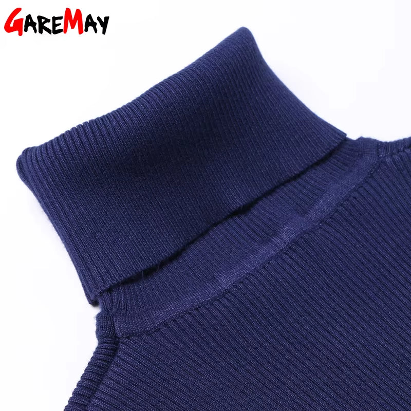 Turtleneck Sweater Dress Women 2024 Warm Knitted Dresses Black Vintage Winter Long Sleeve Dress Warm Autumn Womens Clothing