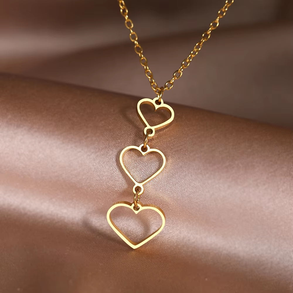 Stainless Steel Necklaces Sweet Cute Hearts Infinity Symbol Fashion Pendants Chains Choker Necklace for Women Jewelry Trend Fine