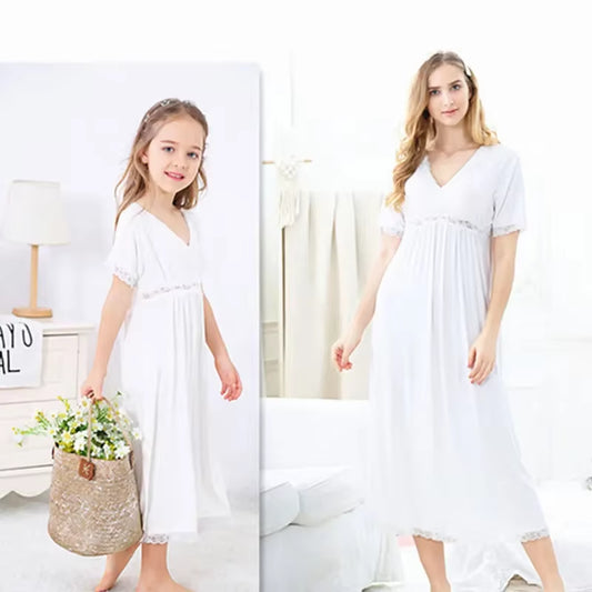 Mother & Kids Women Children Nightwear Matching Family Outfits Sleeping Girls Clothes Night Dresses Summer Pijamas