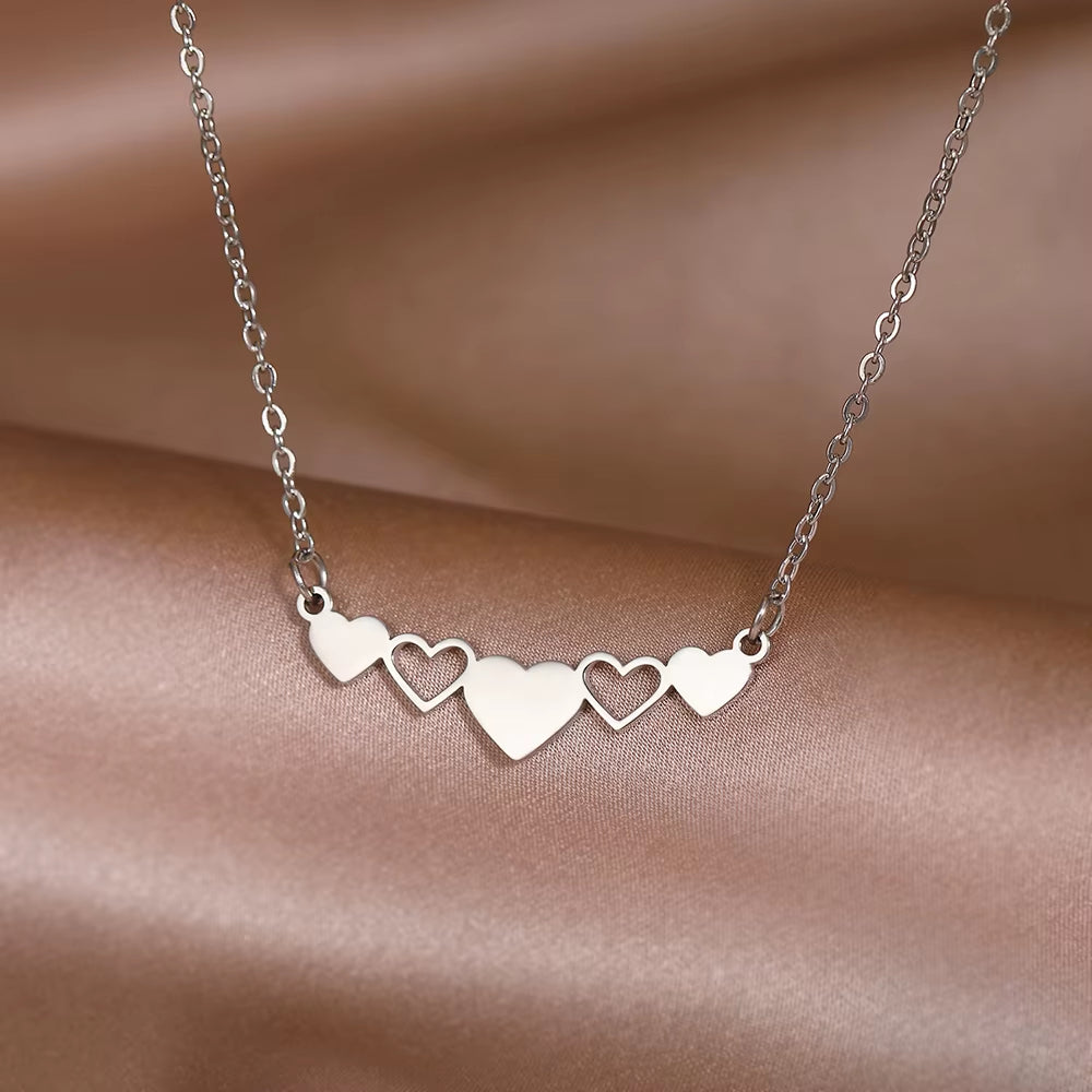 Stainless Steel Necklaces Sweet Cute Hearts Infinity Symbol Fashion Pendants Chains Choker Necklace for Women Jewelry Trend Fine