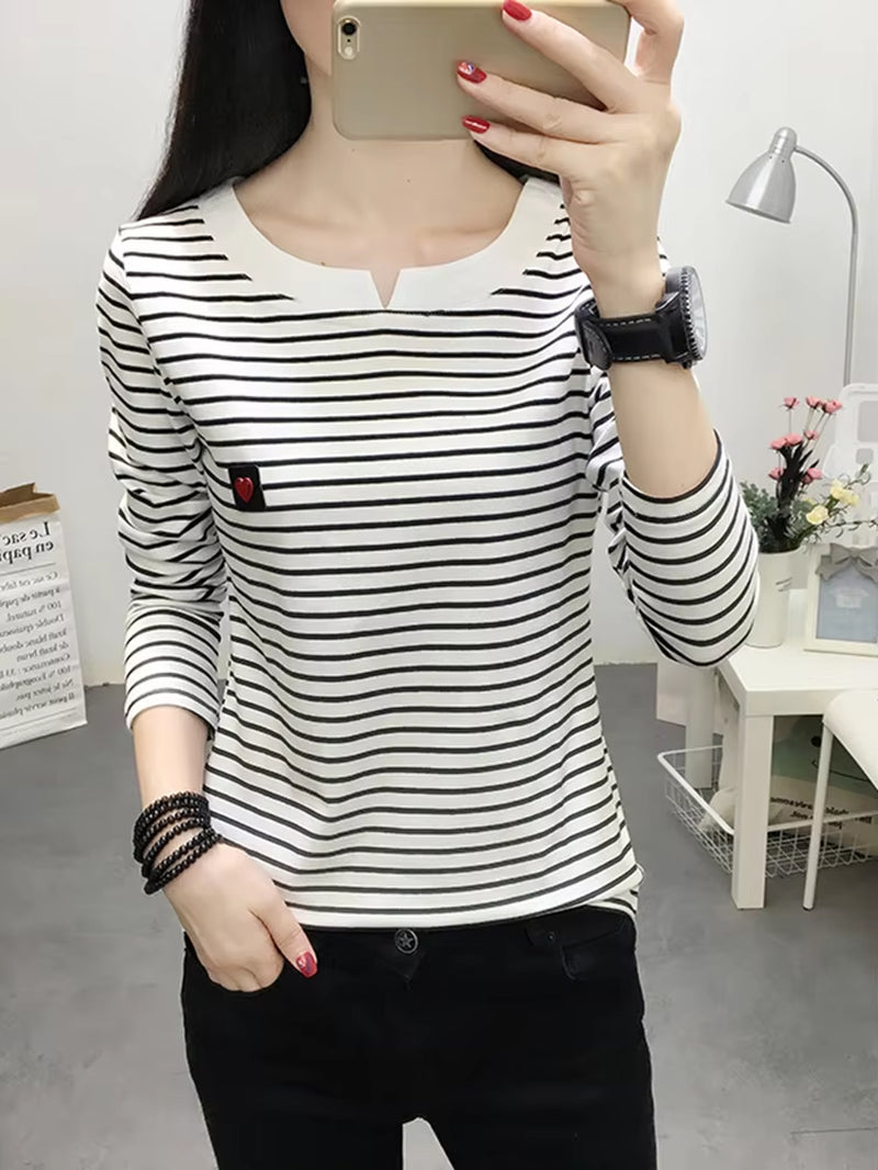 Casual Women T-Shirt Long Sleeve Korean Style Slim Basic Cotton Tshirt Top Womens Clothing Autumn Winter T Shirt Femme