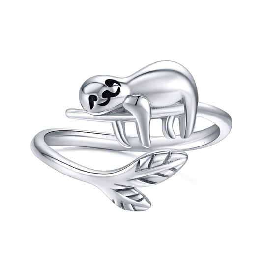 New Fashion Lifelike Cute Sloth Ring Size Adjustable Animal Rings for Girl Women Men Party Jewelry Accessories Gift