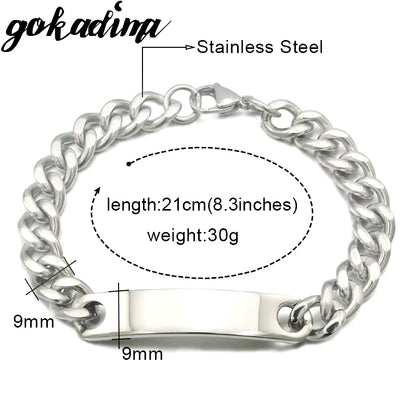 Stainless Steel ID Bracelet for Women Men 2016 Jewellery Fashion Chain Cuff,4 Colors, Wholesale Items,Wb001