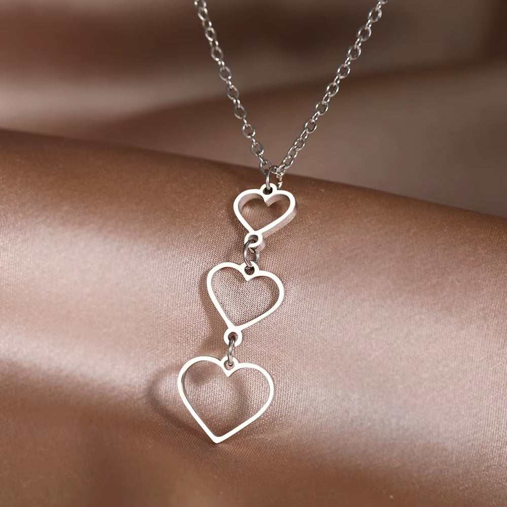 Stainless Steel Necklaces Sweet Cute Hearts Infinity Symbol Fashion Pendants Chains Choker Necklace for Women Jewelry Trend Fine