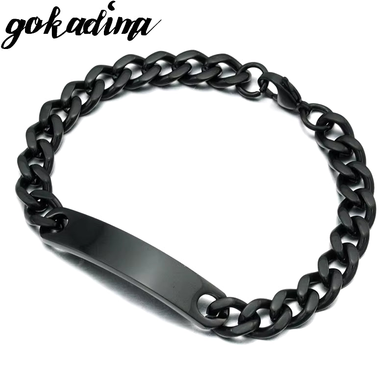 Stainless Steel ID Bracelet for Women Men 2016 Jewellery Fashion Chain Cuff,4 Colors, Wholesale Items,Wb001