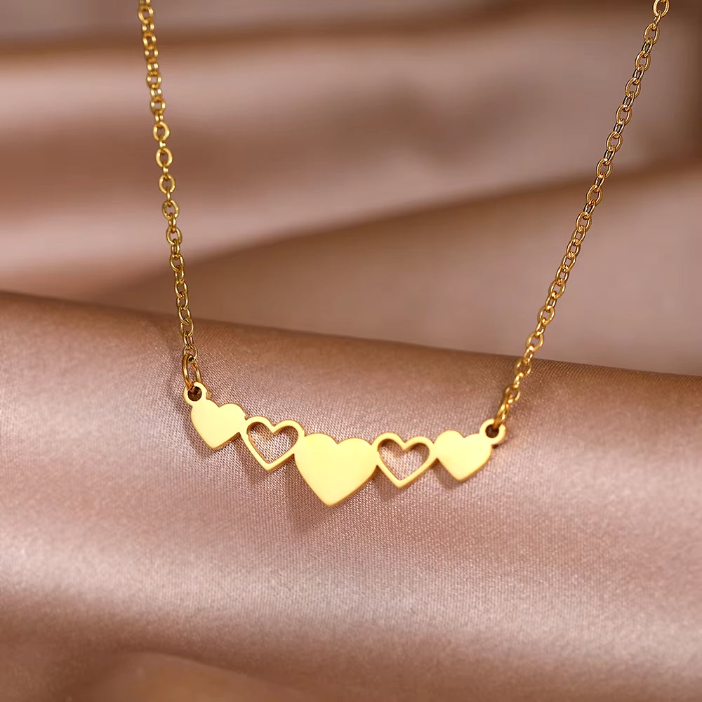 Stainless Steel Necklaces Sweet Cute Hearts Infinity Symbol Fashion Pendants Chains Choker Necklace for Women Jewelry Trend Fine