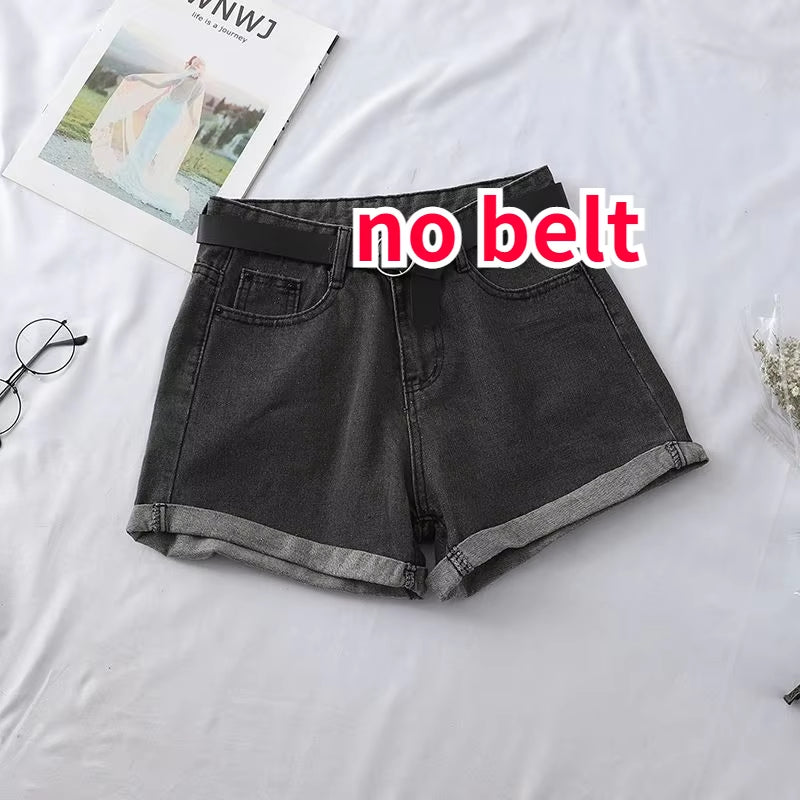 Shorts Women Chic All-Match Korean Casual Basic Simple Harajuku Teens Denim Short Trouser Loose Wide-Leg Womens Clothing