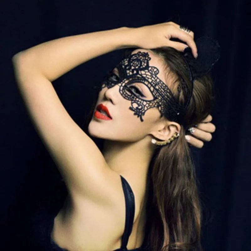 Eye Mask Sexy Lace Venetian Masquerade Ball Halloween Party Fancy Dress Costume Props Lady Black Lace Hollow Face Mask