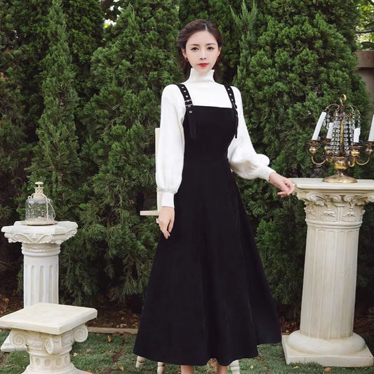 Sleeveless Dress Women Corduroy Preppy Style Suspender Dresses Womens Retro Chic Fashion All-Match Ins Autumn Clothing Outdoor