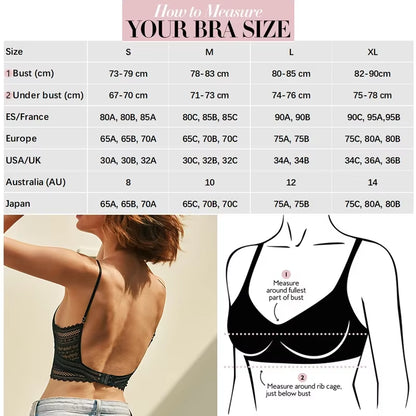 Backless Lace Bra Triangular Sexy Bralette Soft Low Back Biustonosz Women Lingerie