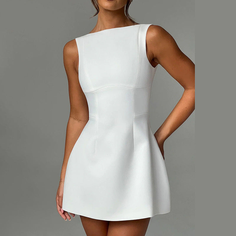 Sexy Slim-Fitting Backless Dress Summer Sleeveless Short Dresses