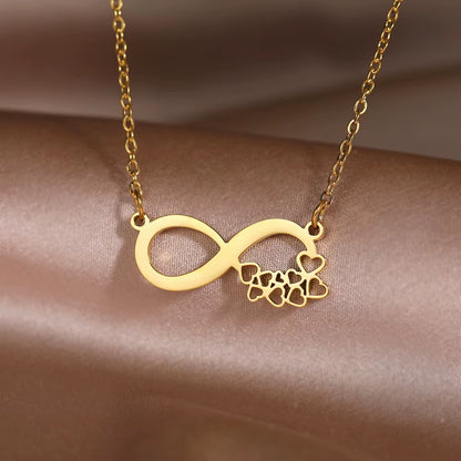 Stainless Steel Necklaces Sweet Cute Hearts Infinity Symbol Fashion Pendants Chains Choker Necklace for Women Jewelry Trend Fine