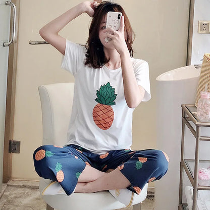 Pijamas Women'S Pajamas with Avocado Pajamas for Women Summer Sleepwear Home Clothing Women'S Pajamas Set Home Suit Pyjama