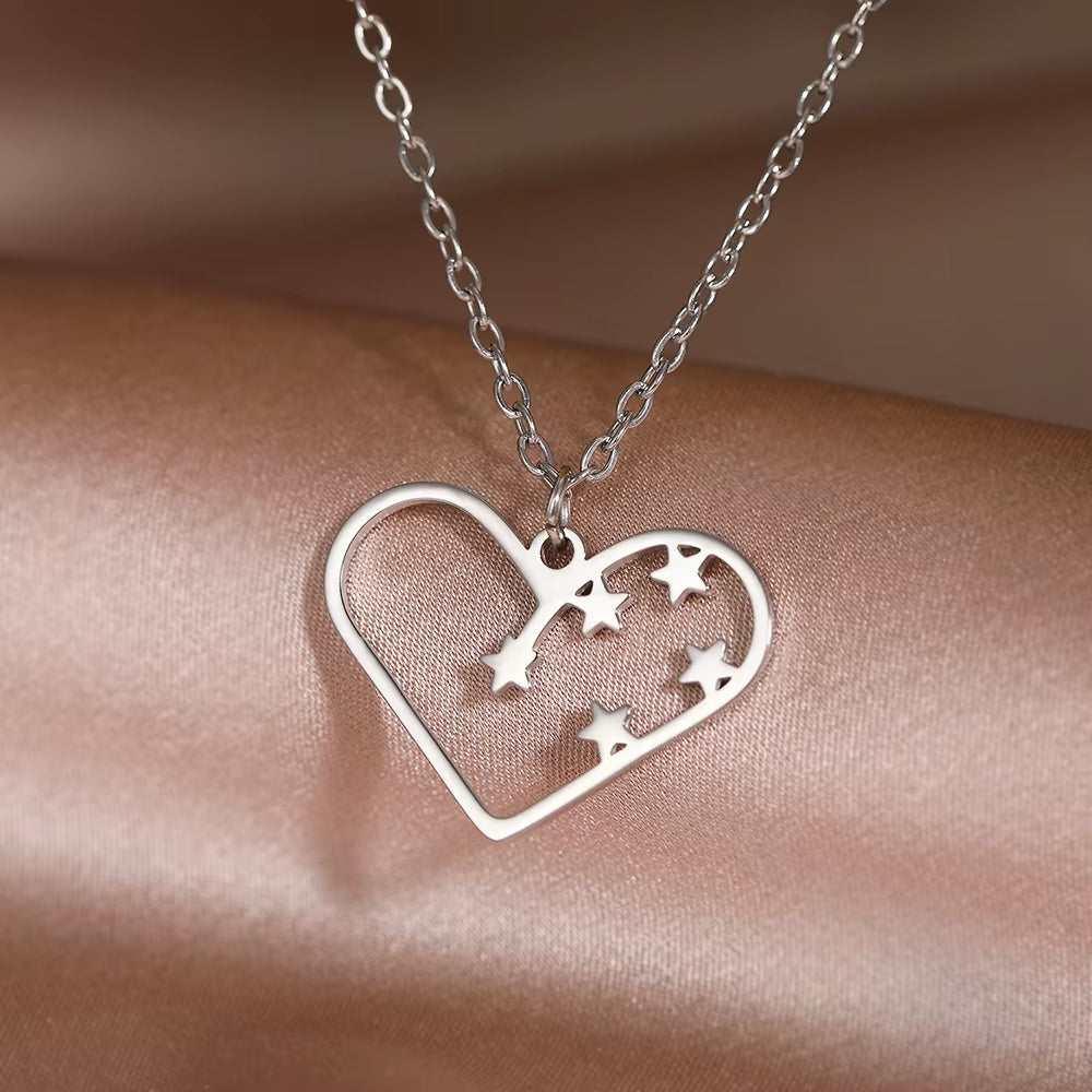 Stainless Steel Necklaces Sweet Cute Hearts Infinity Symbol Fashion Pendants Chains Choker Necklace for Women Jewelry Trend Fine