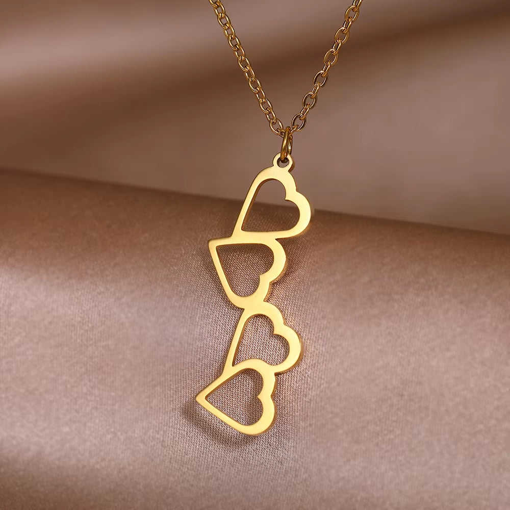 Stainless Steel Necklaces Sweet Cute Hearts Infinity Symbol Fashion Pendants Chains Choker Necklace for Women Jewelry Trend Fine